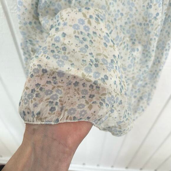 Giusy Women Silk 3/4 Sleeve Off Shoulder Blouse Top Fairy Romantic Blue Small - Picture 3 of 9